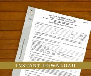 Partial Equine Horse Lease Agreement Contract