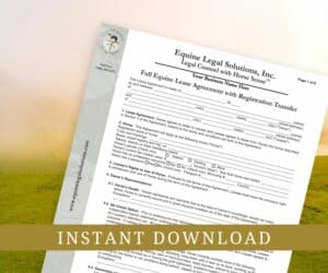 Full Equine Lease Agreement With Registration Transfer