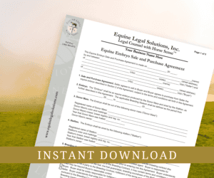 Equine Embryo Sale and Purchase Agreement