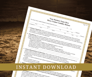 Horse Trainer Liability Release Form for Horse Owners